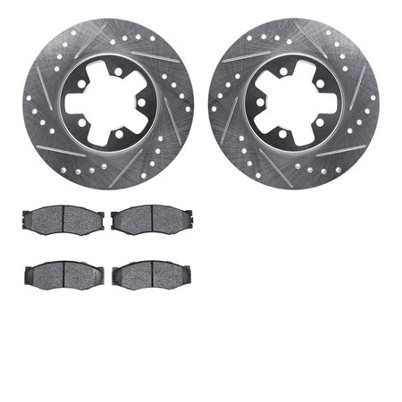 DYNAMIC FRICTION CO 7502-67013, Rotors-Drilled and Slotted-Silver with 5000 Advanced Brake Pads, Zinc Coated 7502-67013